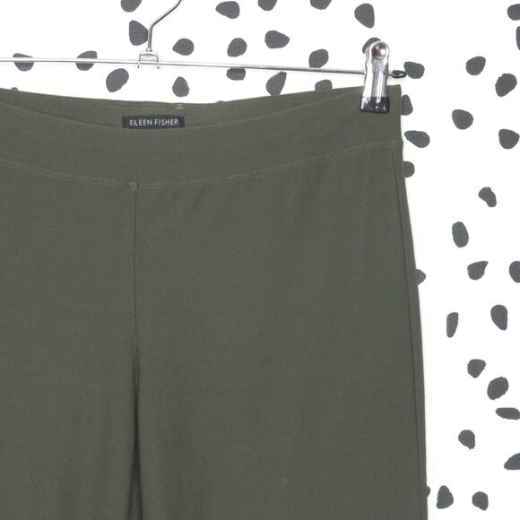 Eileen Fisher Green Elastic Waist Stretch Pull On Mid-Rise Pants - Picture 2 of 8